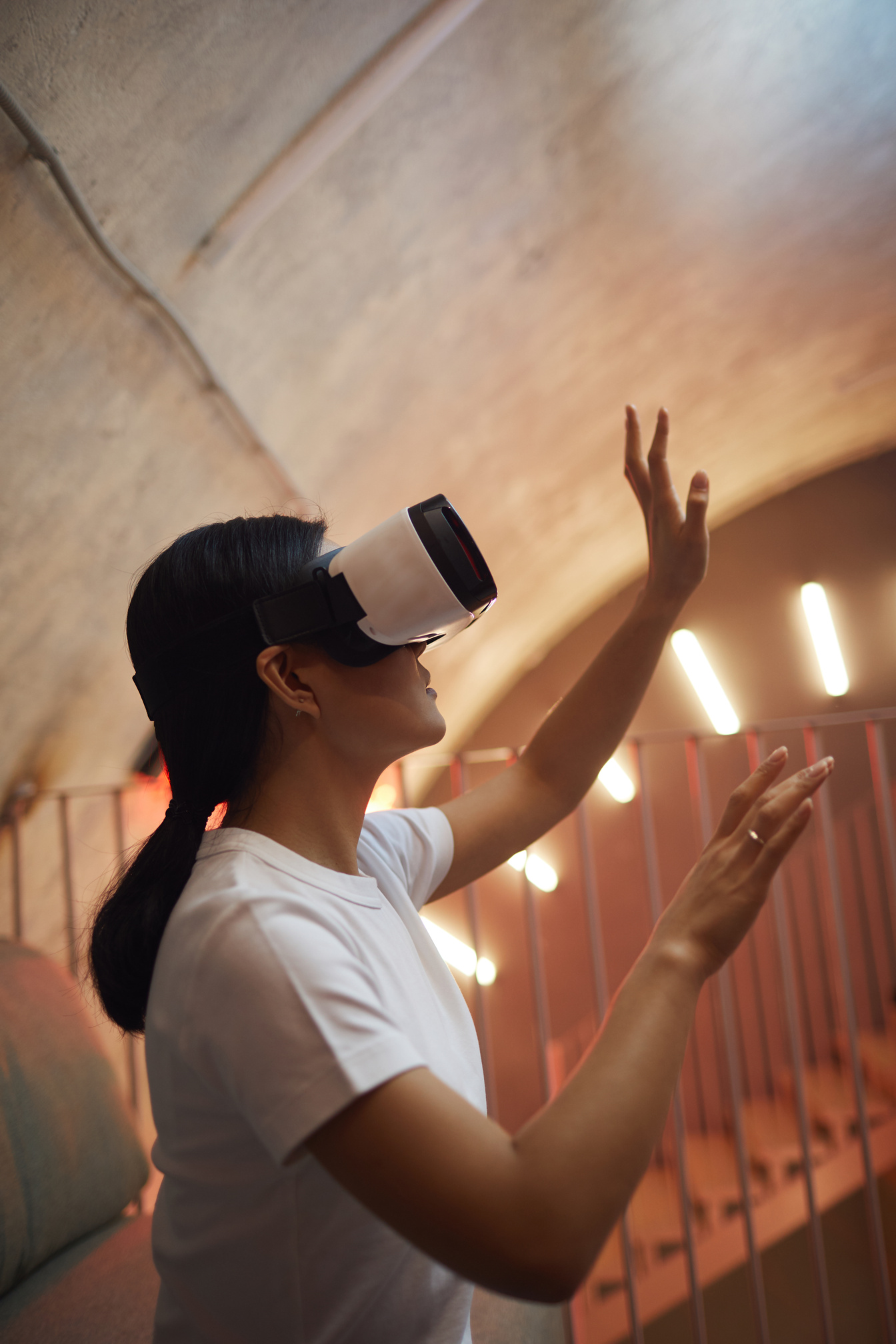 Modern Asian Woman Enjoying VR Experience